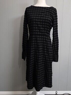 Massimo Alba Black And Grey Gigham Checked Dress Size L